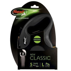 Flexi New Classic Şerit Otomatik Köpek Gezdirme Tasması Siyah 5Mt L