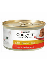 Gourmet Gold Savoury Cake Sığırlı ve Domatesli Yetişkin Kedi Konserve Yaş Maması 85 gr