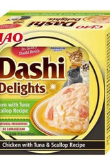 Inaba Dashi Delights Tavuklu & Ton Balıklı ve Deniz Taraklı Yetişkin Kedi Çorbası 70 gr