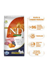 N&D Pumpkın Tahılsız Kuzulu ve Yaban Mersinli Mini Irk Yetişkin Köpek Kuru Maması 7 kg