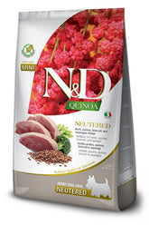 N&D Quinoa Tahılsız Ördek & Brokoli ve Kuşkonmazlı Kısırlaştırılmış Yetişkin Köpek Kuru Maması 2,5 kg