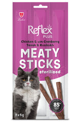 Reflex Plus Tavuklu ve Kızılcıklı Sticks Kısırlaştırılmış Kedi Ödül Maması 3X5 gr