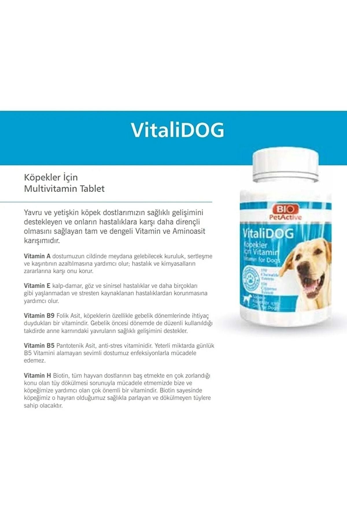 Bio Petactiv Vitalidog Mini Irk Köpekler İçin Multivitamin 60 Tablet