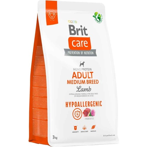 Brit Care Kuzulu ve Pirinçli Hypo-Allergenic Orta Irk Yetişkin Köpek Kuru Maması 3 kg