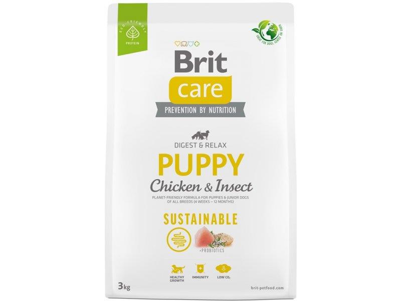 Brit Care Sustainable Tavuklu ve Pirinçli Larva Proteinli Yavru Köpek Kuru Maması 3 kg