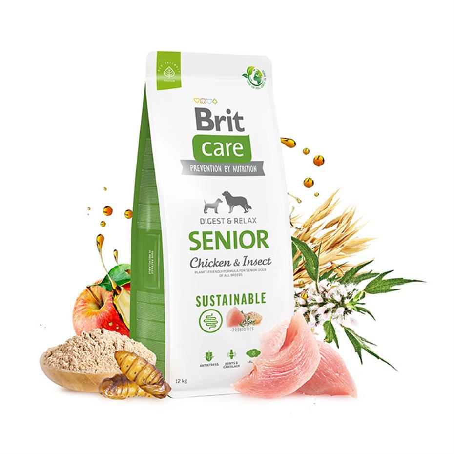 Brit Care Sustainable Tavuklu ve Pirinçli Larva Proteinli Yaşlı Köpek Kuru Maması 12 kg