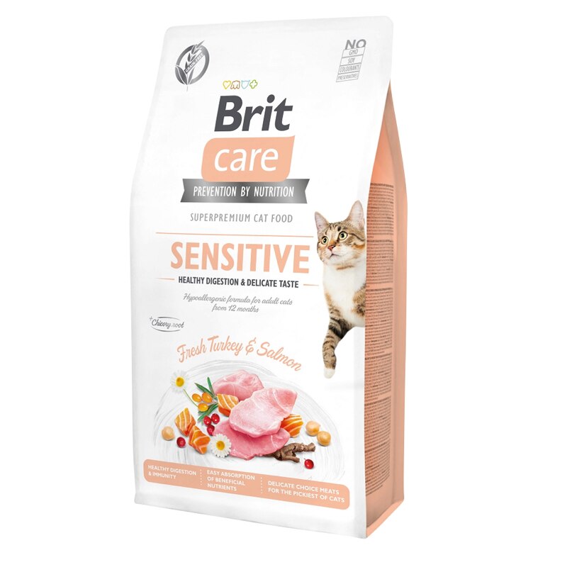 Brit Care Grain-Free Tahılsız Hindili ve Somonlu Sensitive Yetişkin Kedi Kuru Maması 7 kg