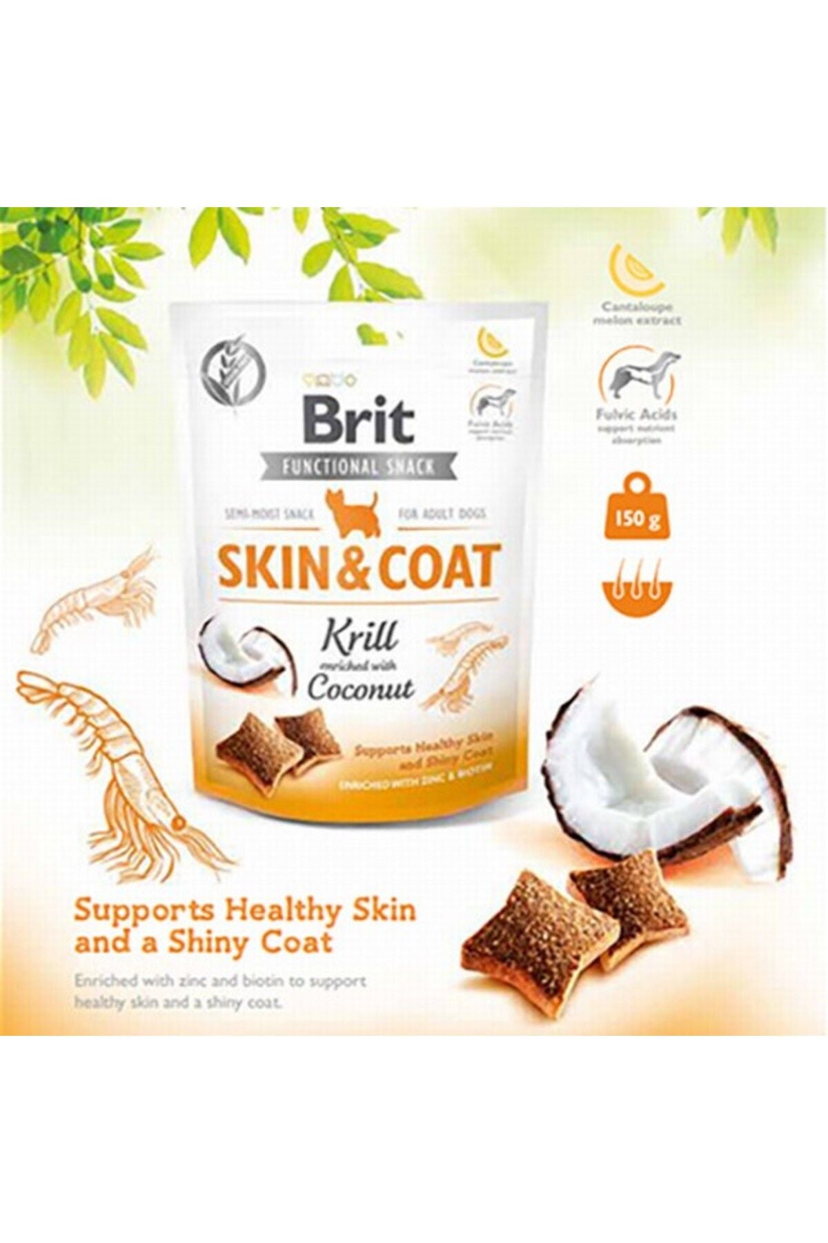 Brit Care Snack Skin & Coat Krill ve H.Cevizli Deri Tüy Sağlığı Destekleyici Yetişkin Köpek Ödül Maması 150 gr