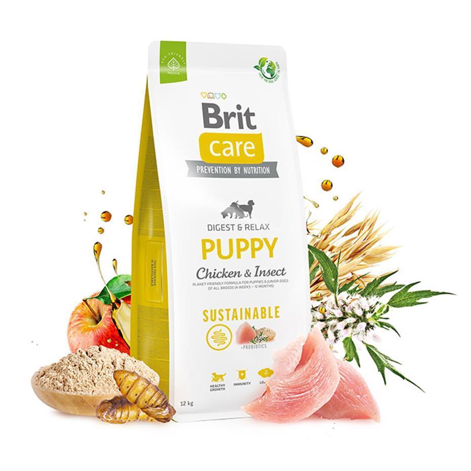 Brit Care Sustainable Tavuklu ve Pirinçli Larva Proteinli Yavru Köpek Kuru Maması 12 kg