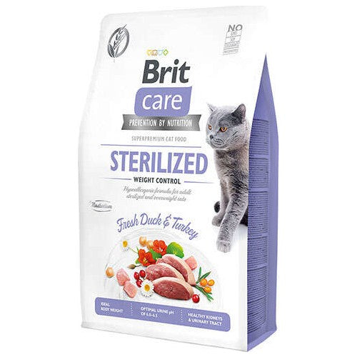 Brit Care Grain-Free Tahılsız Ördekli ve Hindili Kısırlaştırılmış Diyet Kilo Kontrolü Yetişkin Kedi Kuru Maması 2 kg