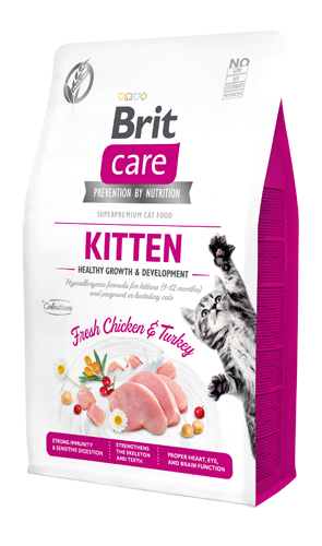 Brit Care Grain-Free Tahılsız Tavuklu ve Hindili Sağlıklı Büyüme & Gelişim Destekleyici Yavru Kedi Kuru Maması 2 kg