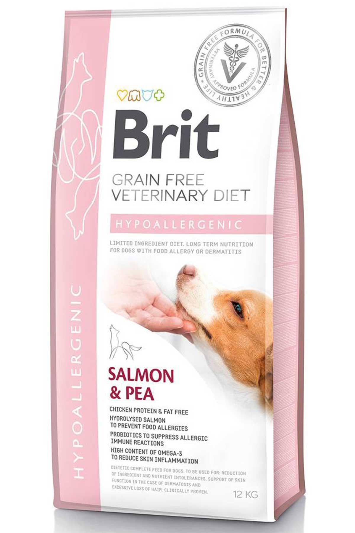 Brit Veterinary Diets Tahılsız Somonlu ve Bezelyeli Hipoalerjenik Cilt Sağlığı Yetişkin Köpek Kuru Maması 12 kg