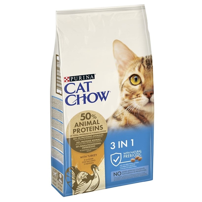 Cat Chow Feline 3IN1 Doğal Prebiotikli Hindili Yetişkin Kedi Kuru Maması 15 kg