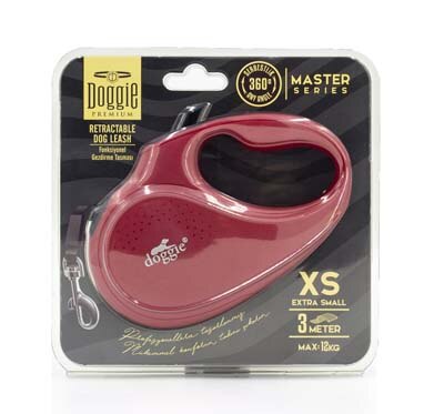 Doggie Otomatik Uzatma Tasması Master Seri Kırmızı 12kg/3Mt