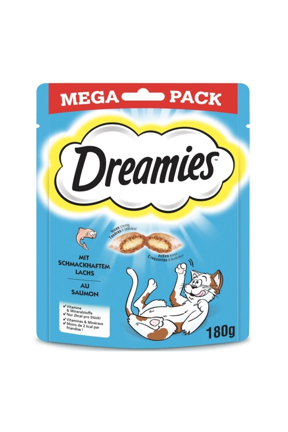 Dreamies Mega Pack İç Dolgulu Somonlu Kedi Ödül Bisküvisi 180 gr