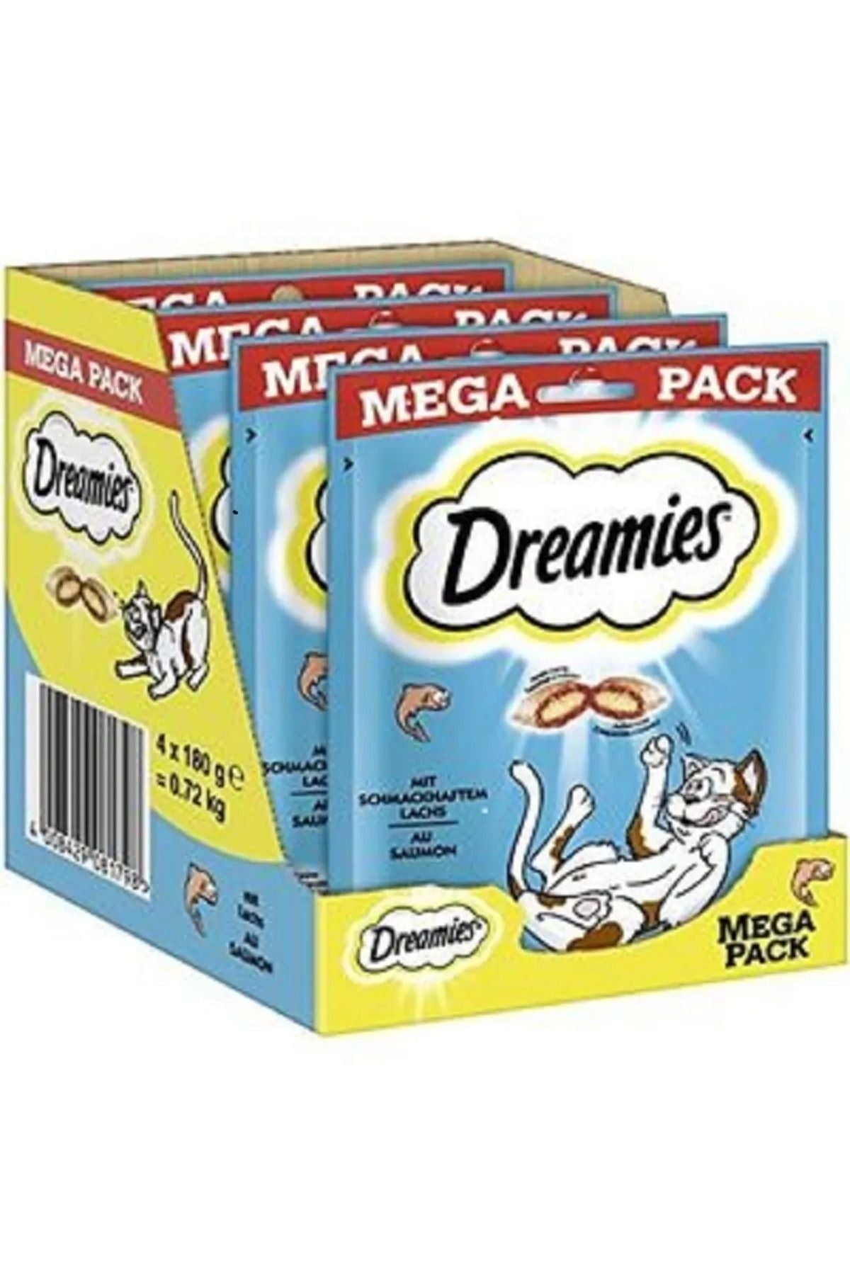 Dreamies Mega Pack İç Dolgulu Somonlu Kedi Ödül Bisküvisi 4 X180 gr