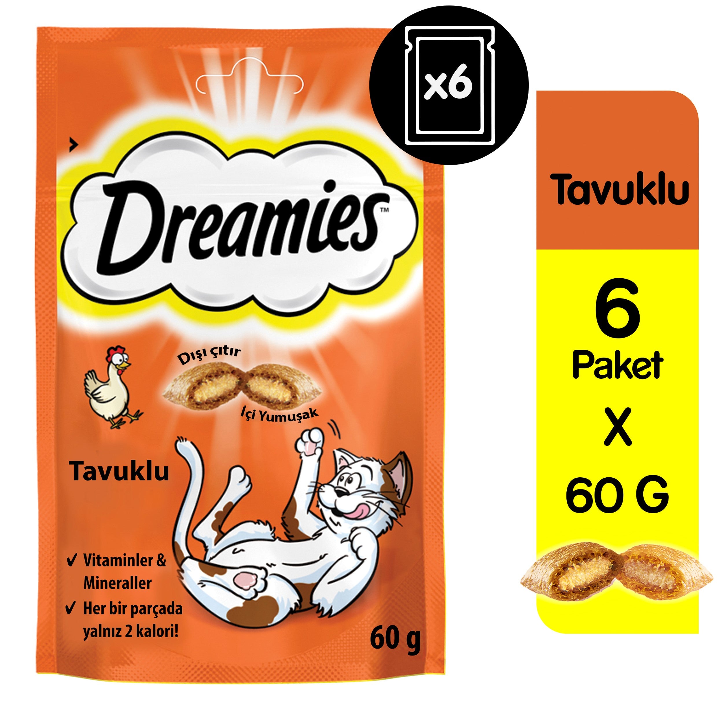 Dreamies Tavuklu Kedi Ödül Maması 6X60 gr