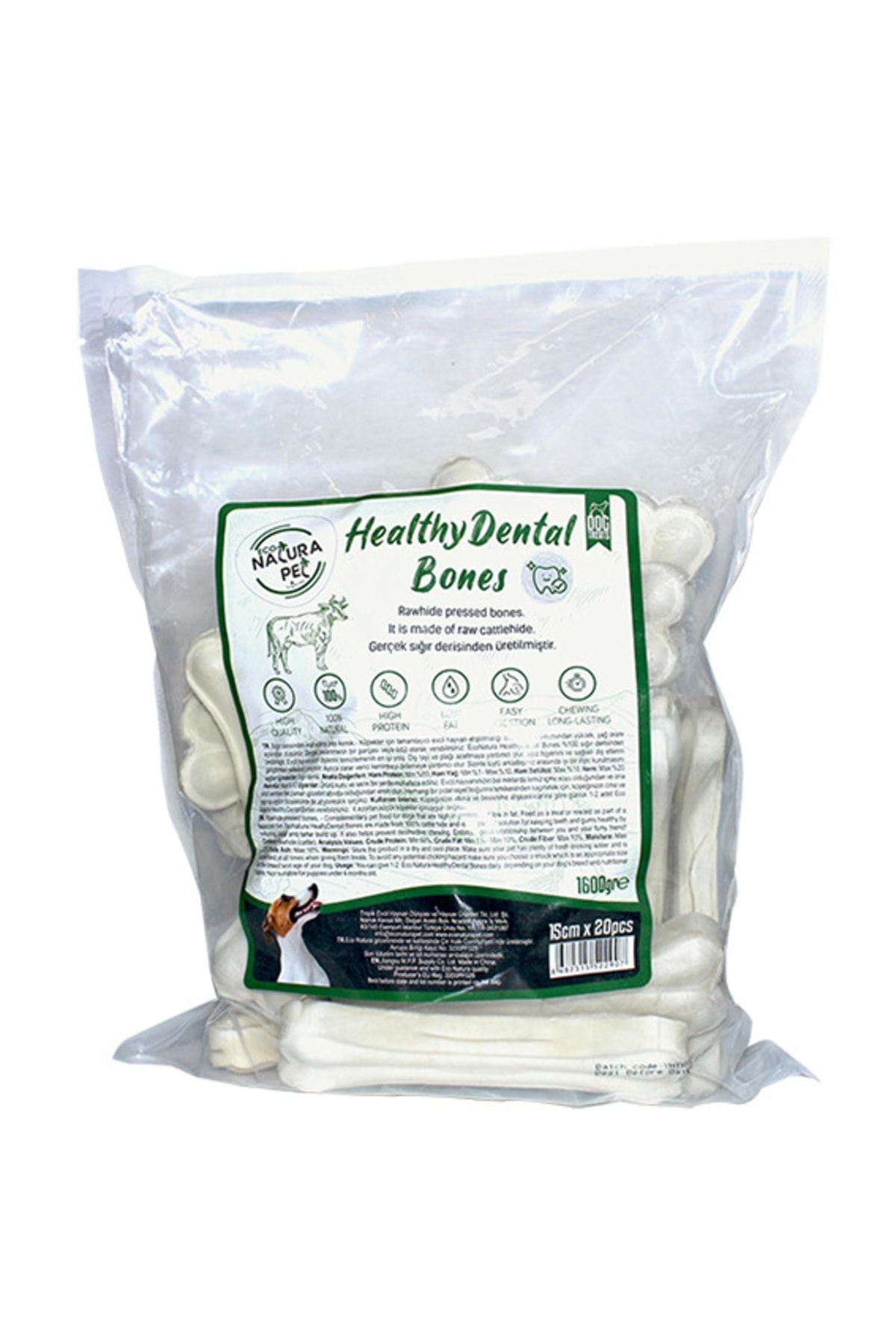 Eco Natura Pet Healty Dental Bones Natural Pres Kemik 15 cm 20' li 1600 gr