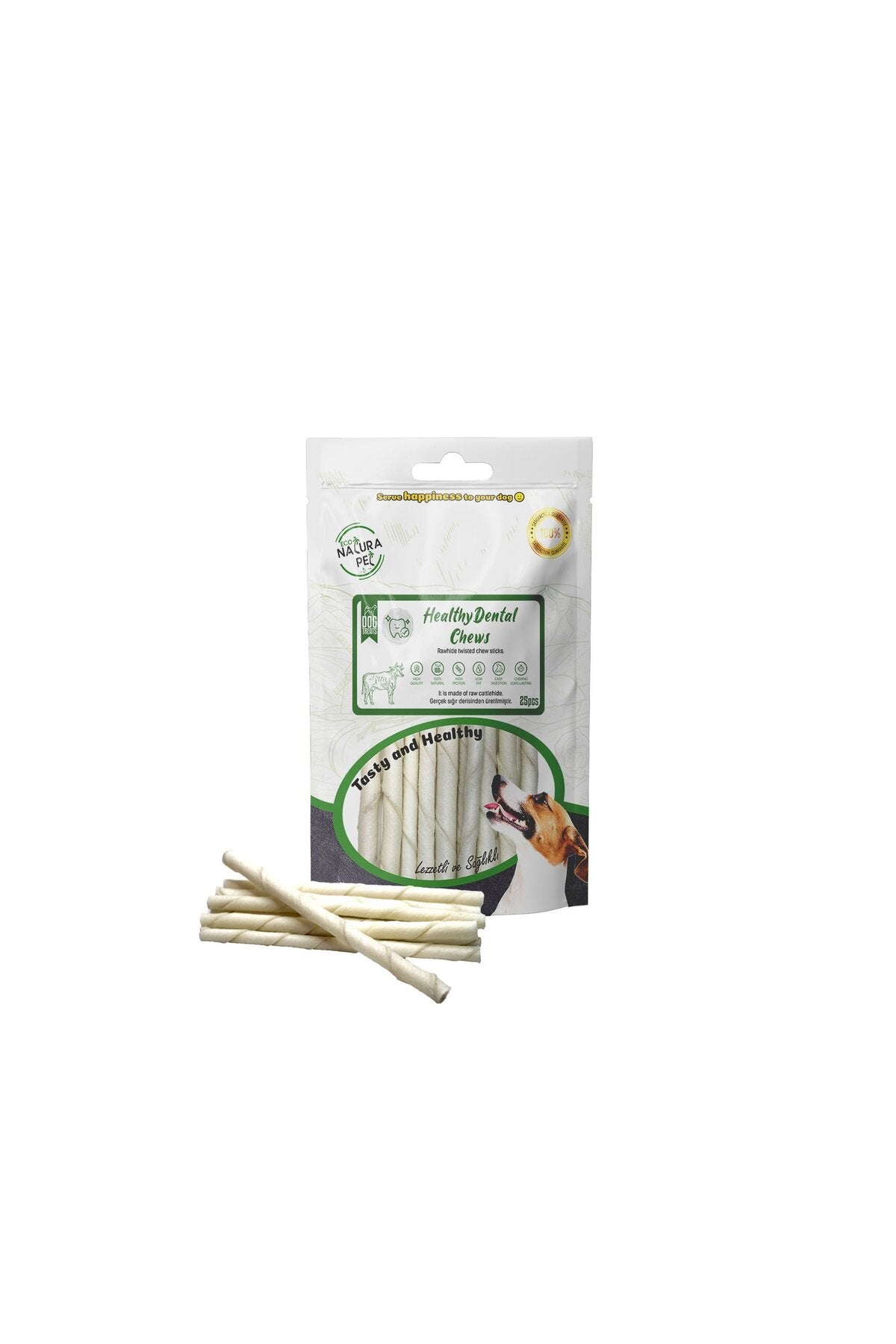 Eco Natura Pet Healty Dental Chews Beyaz Burgu Kemik 13 cm 25'Li 150 gr