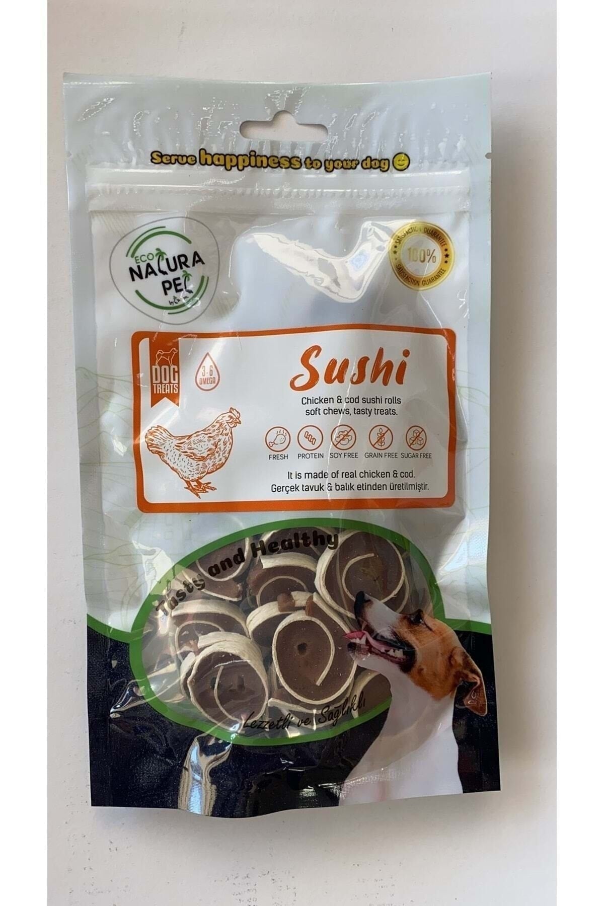 Eco Natura Pet Sushi Yumuşak Tavuk Etli Yuvarlak Köpek Ödülü 100 gr