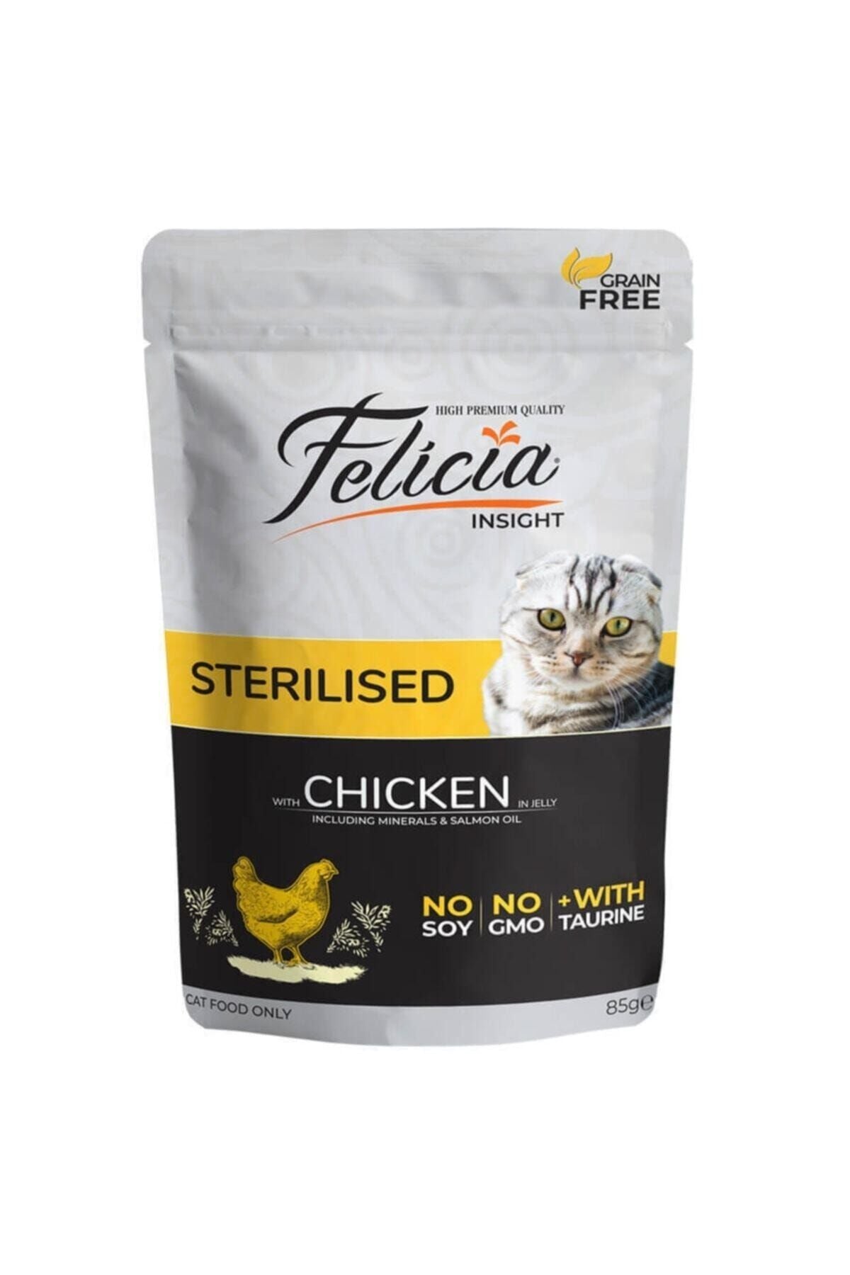 Felicia Tahılsız Tavuklu Kısırlaştırılmış Yetişkin Kedi Pouch Yaş Maması 85 gr