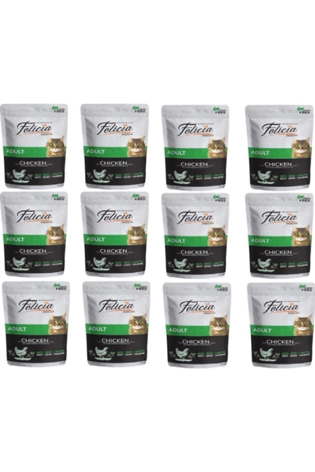 Felicia Tahılsız Tavuklu Yetişkin kedi Pouch Yaş Maması 12X85 gr