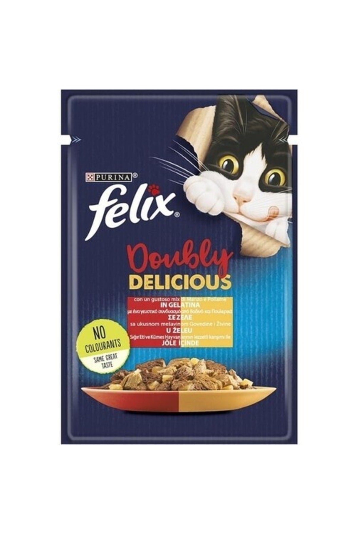 Felix Sığırlı ve Tavuklu Yetişkin Kedi Yaş Maması 26 X 85 gr