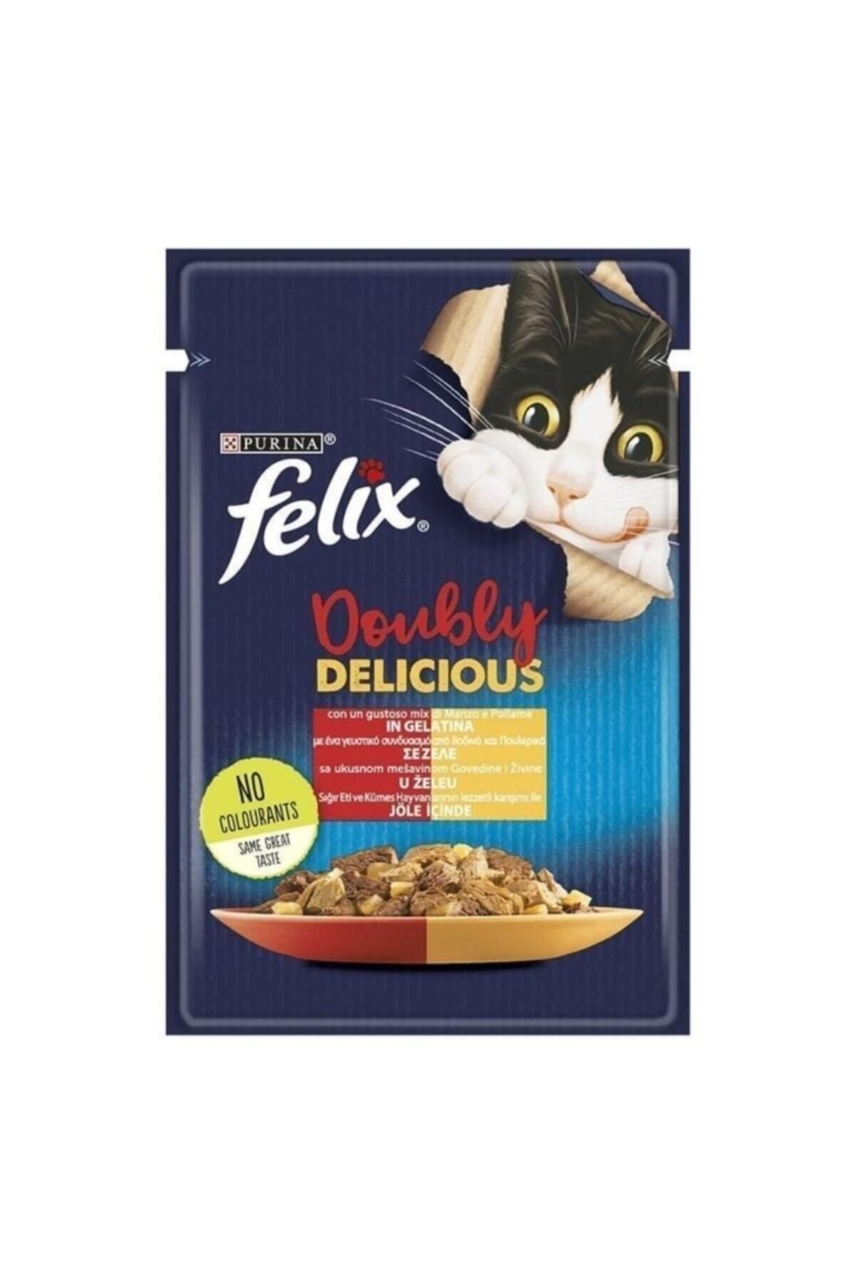 Felix Sığırlı ve Tavuklu Yetişkin Kedi Yaş Maması 85 gr