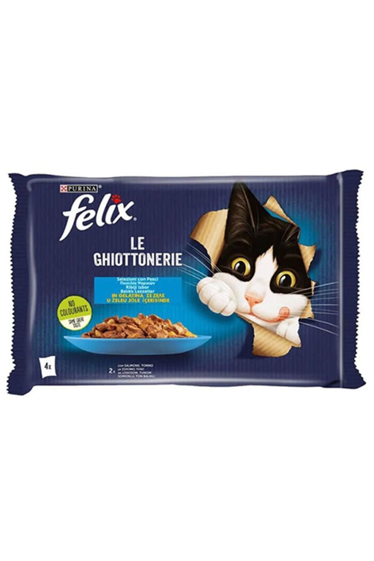 Felix Somonlu ve Ton Balıklı Yetişkin Kedi Yaş Maması 4 X 85 gr ( Avantajli Paket)