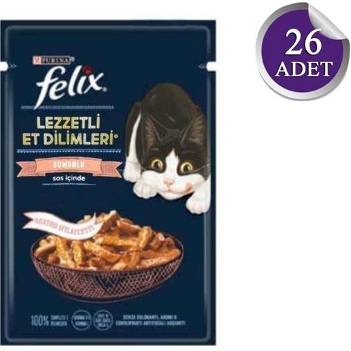 Felix Tasty Shreds Somonlu Yetişkin Kedi Yaş Maması 26 X 85 gr