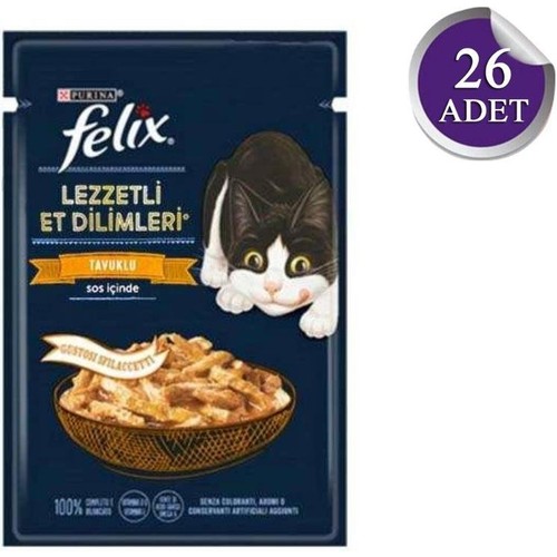 Felix Tasty Shreds Tavuklu Yetişkin Kedi Yaş Maması 26 X 80 gr