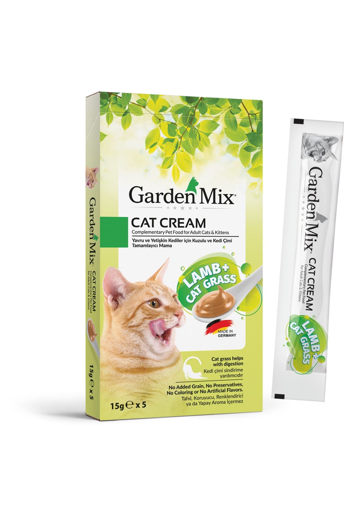 Garden Mix Kuzulu ve Kedi Çimi Tüm Yaş Kediler için Kremalı Sıvı Ödül Maması 5X15 gr