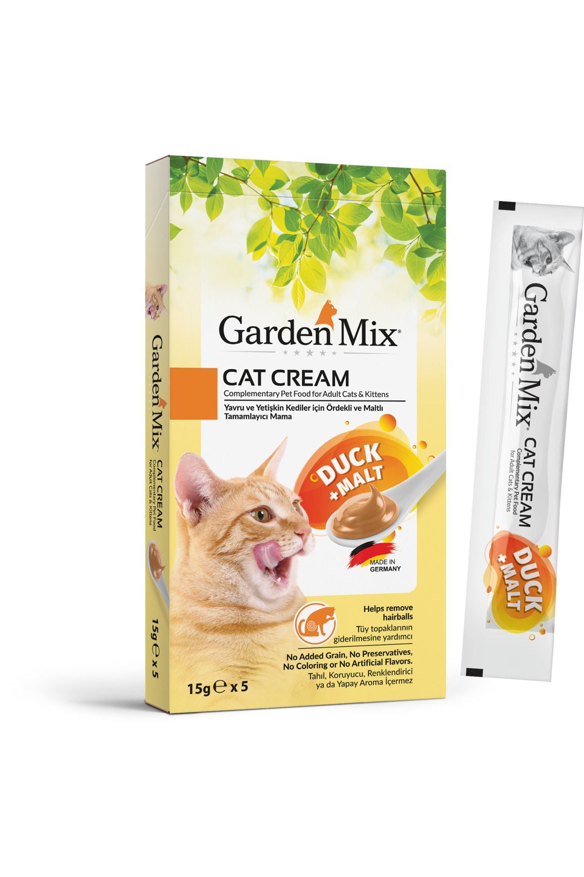 Garden Mix Malt ve Ördekli  Tüm Yaş Kediler İçin Kremalı Sıvı Ödül Maması 5X15 gr