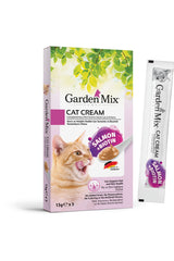 Garden Mix Somonlu ve Biyotin Tüm Yaş Kediler İçin Kremalı Sıvı Ödül Maması 5X15 gr