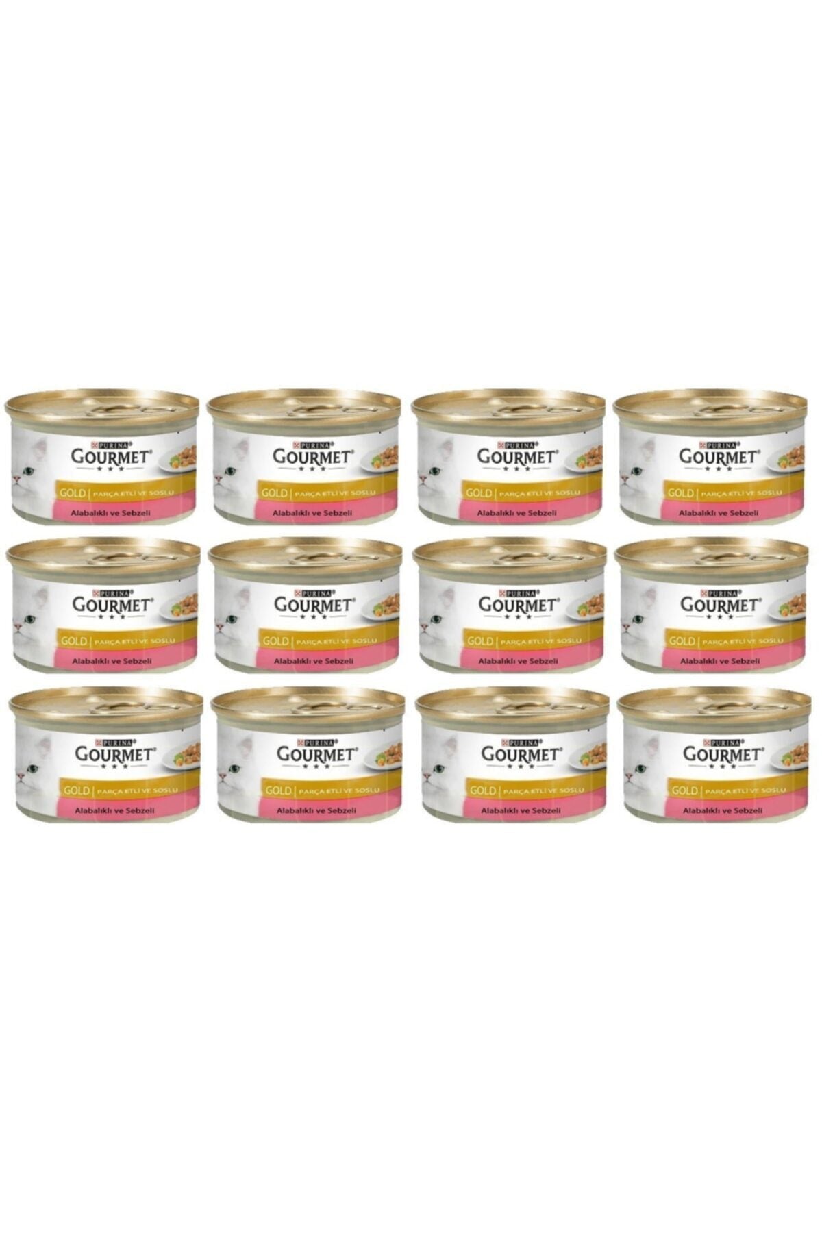 Gourmet Gold Parça Etli Alabalıklı ve Sebzeli Yetişkin Kedi Konserve Yaş Maması 12X85 gr