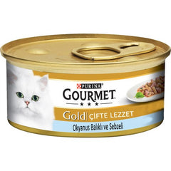 Gourmet Gold Çifte Lezzet Okyanus Balıklı ve Sebzeli Yetişkin Kedi Konserve Yaş Maması 85 gr