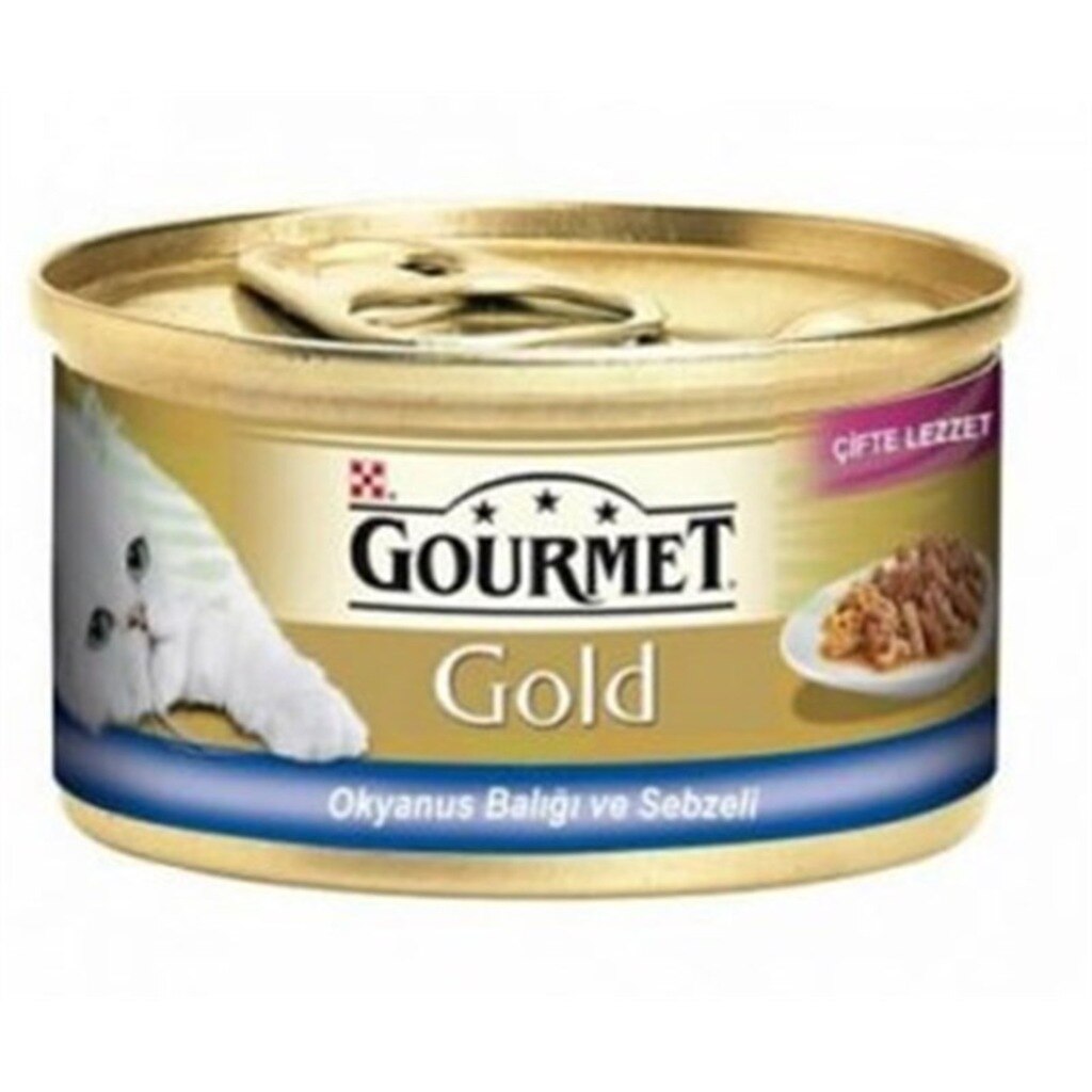 Gourmet Gold Çifte Lezzet Okyanus Balıklı ve Sebzeli Yetişkin Kedi Konserve Yaş Maması 24X85 gr