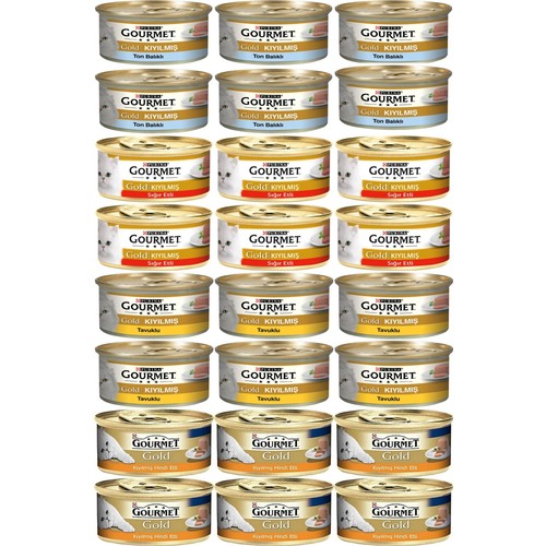 Gourmet Gold Karışık Kıyılmış Yetişkin Kedi Konserve Yaş Maması 24X85 gr