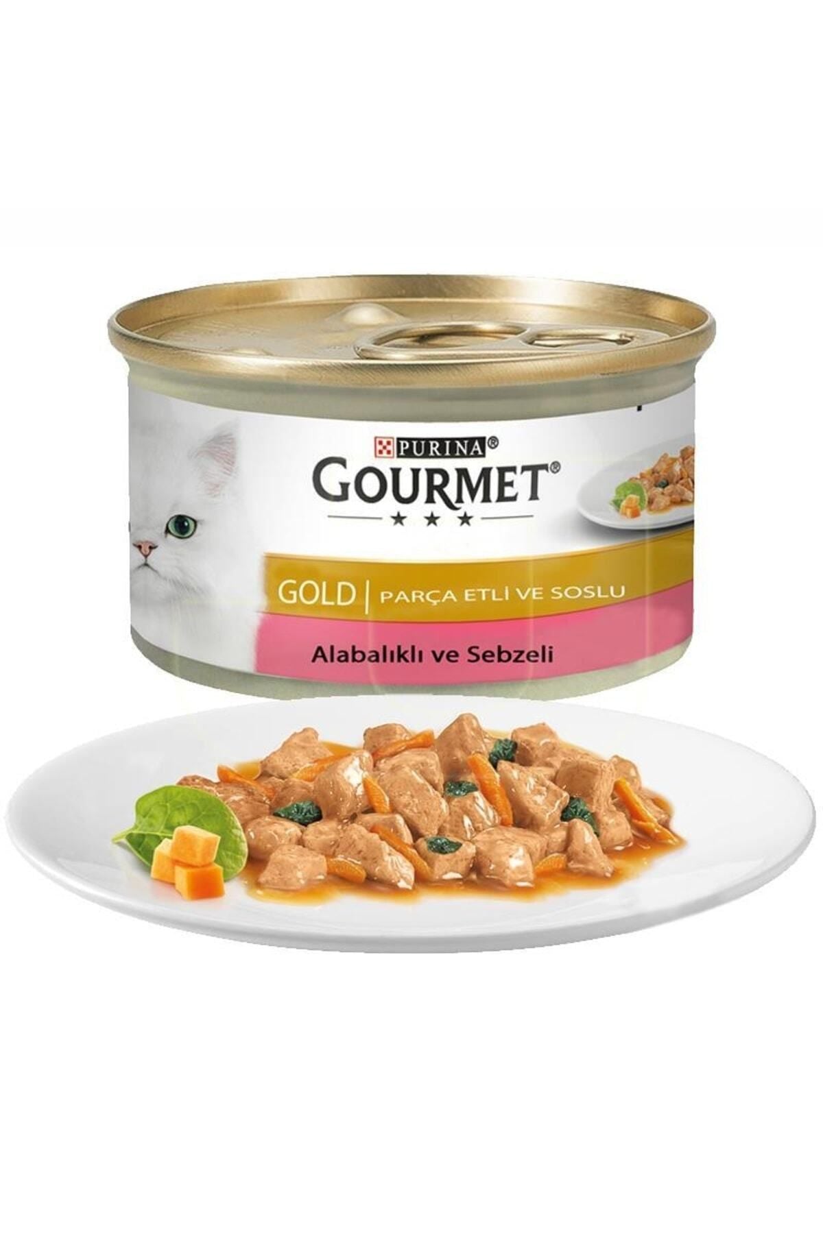 Gourmet Gold Parça Etli Alabalıklı ve Sebzeli Yetişkin Kedi Konserve Yaş Maması 85 gr