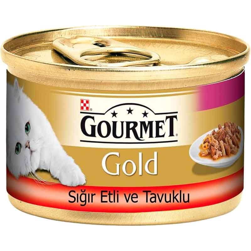 Gourmet Gold Parça Etli Sığır ve Tavuklu Yaş Mama 24 X 85 gr