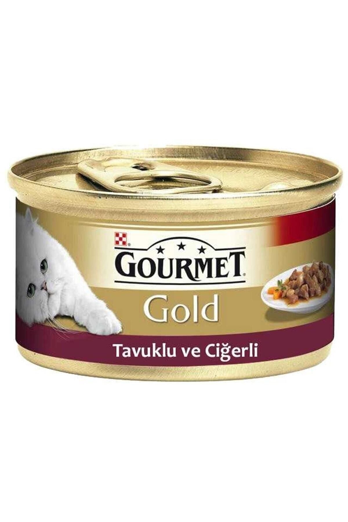 Gourmet Gold Parça Etli Tavuklu ve Ciğerli Yetişkin Kedi Konserve Yaş Maması 85 gr