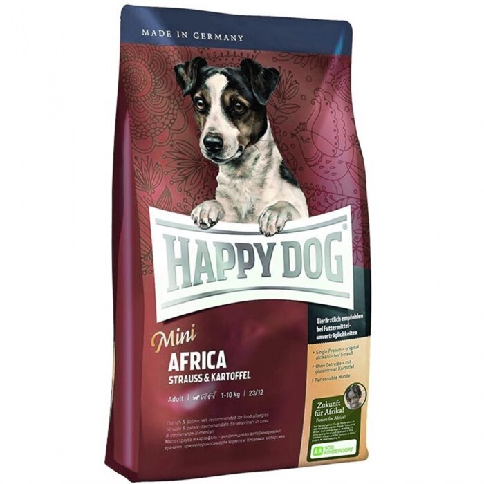 Happy Dog Africa Deve Kuşu Etli ve Patatesli Mini Irk Yetişkin Köpek Kuru Maması 4 kg