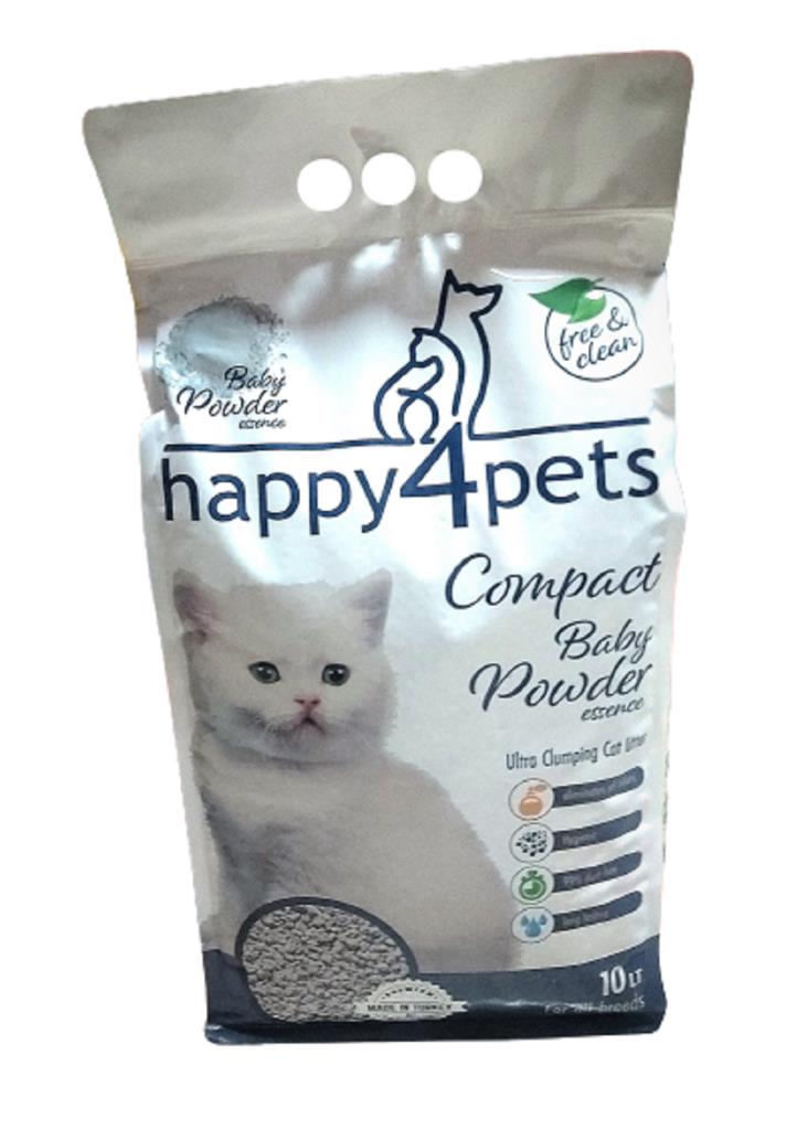 Happy4Pets Bebek Pudralı Topaklaşan Bentonit Kedi Kumu 10 lt