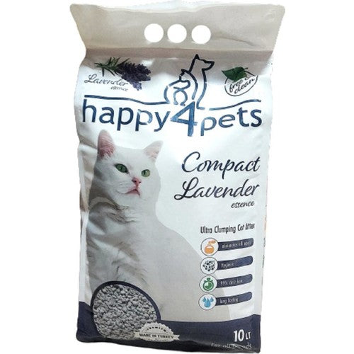 Happy4Pets Lavantalı Topaklaşan Bentonit Kedi Kumu 10 lt