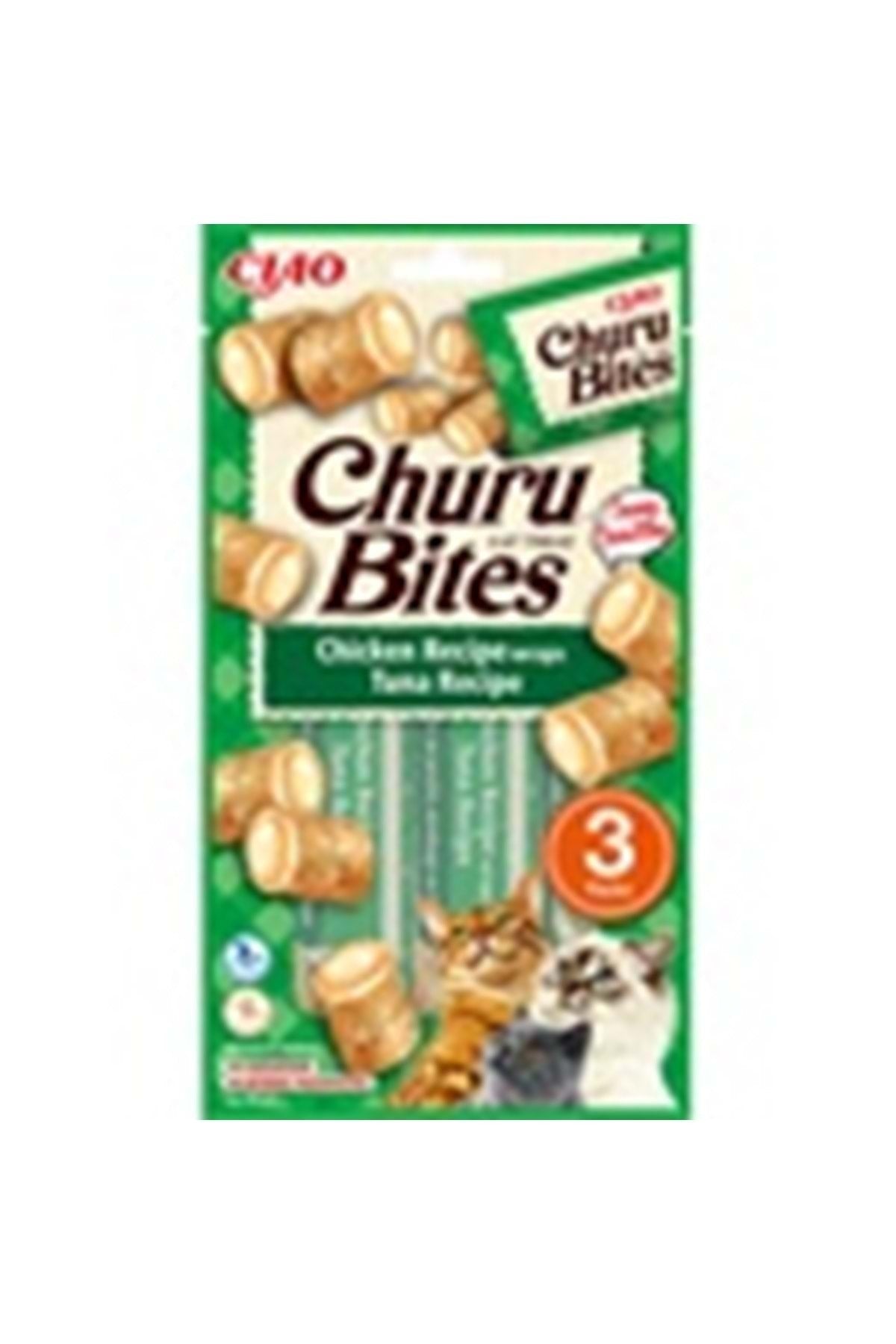 Inaba Churu Bites Tavuk Sargılı ve Ton Balıklı Yetişkin Kedi Krama Ödül Maması 3X10 gr