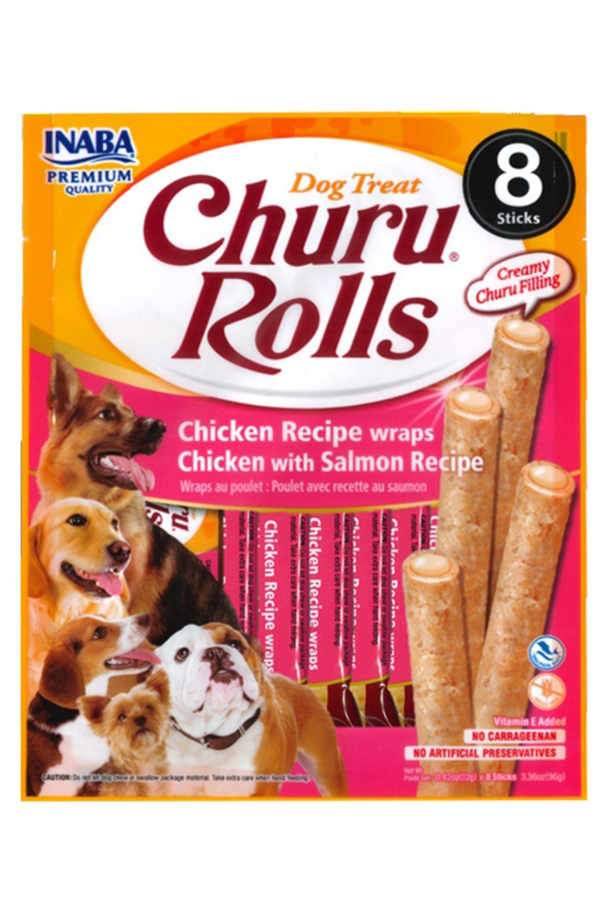Inaba Churu Rolls Sticks Tavuk Sargılı Somonlu Köpek Kramalı Ödül Maması 8X12 gr