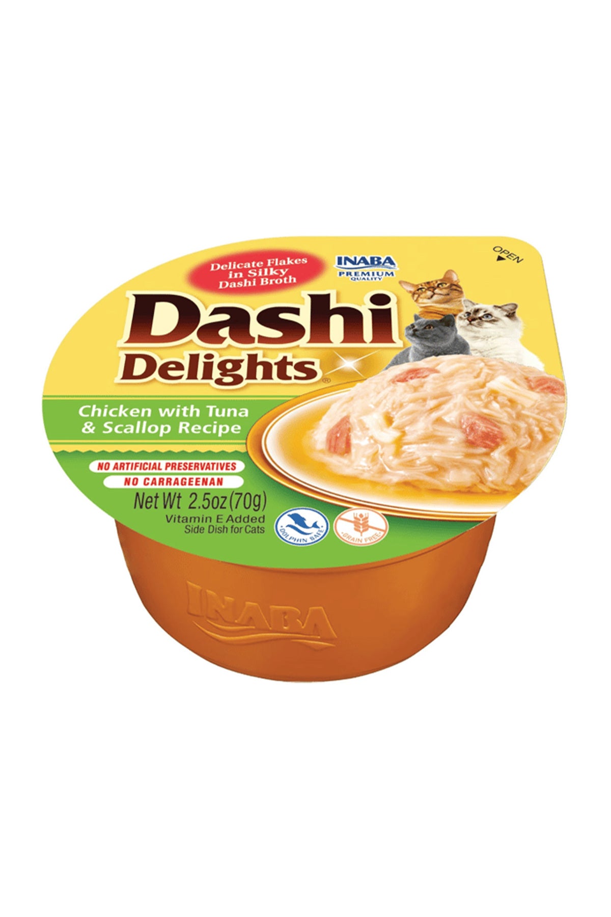 Inaba Dashi Delights Tavuklu & Ton Balıklı ve Deniz Taraklı Yetişkin Kedi Çorbası 70 gr