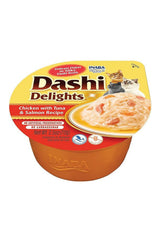 Inaba Dashi Delights Tavuklu & Ton Balıklı ve Somonlu Yetişkin Kedi Çorbası 70 gr