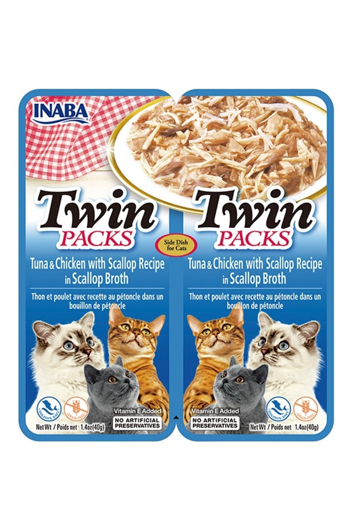 Inaba Twin Packs Tavuklu & Ton Balıklı ve Deniz Taraklı Yetişkin Kedi Çorbası 2X40 gr