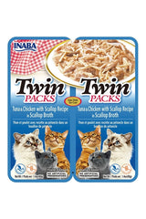 Inaba Twin Packs Tavuklu & Ton Balıklı ve Deniz Taraklı Yetişkin Kedi Çorbası 2X40 gr